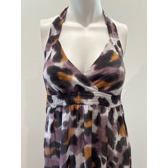 Rosa Faia Mago Purple Black Long Beach Coverup Cover Up Maxi Dress Halter M/L - Picture 2 of 6